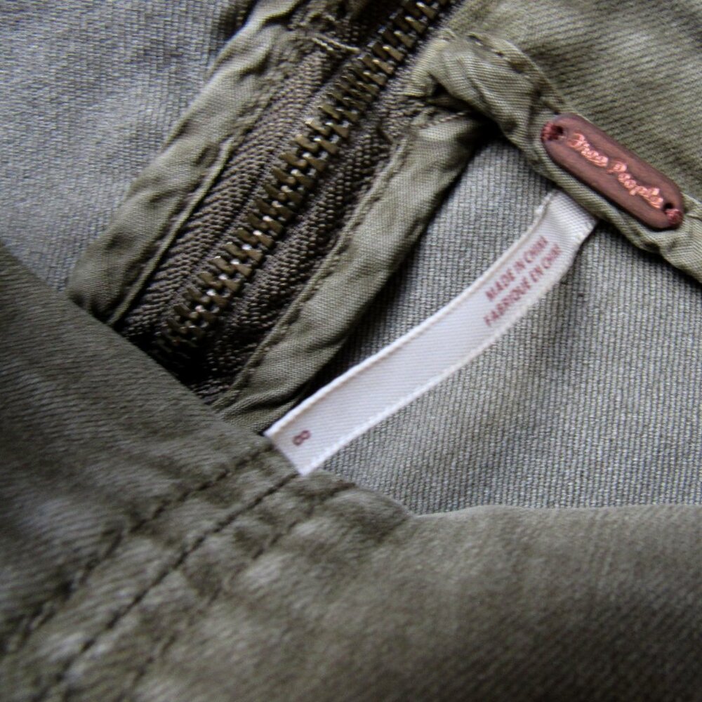 Free People Army Pencil Skirt, waist 27in, cotton,khaki color, sz.8, - Picture 3 of 7